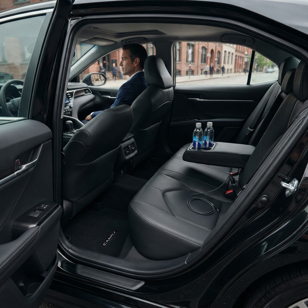 Clean leather interior of the Toyota Camry